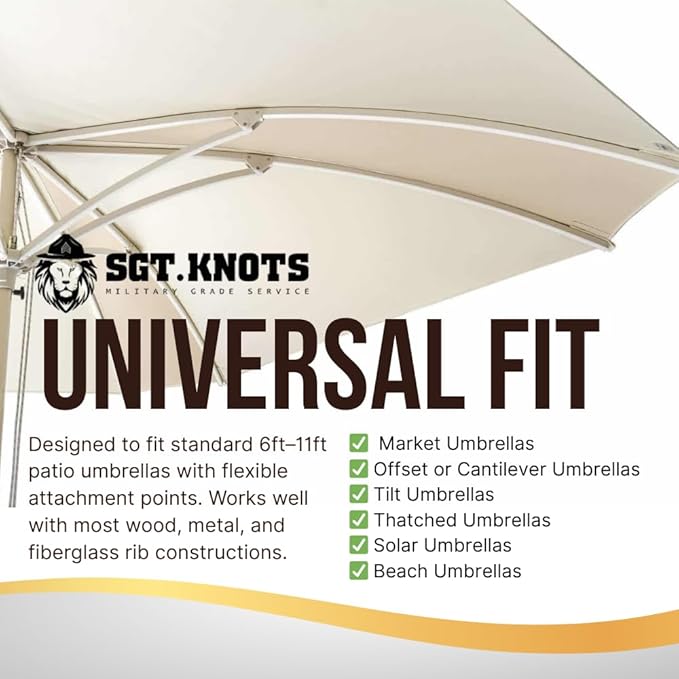 SGT KNOTS Patio Umbrella Bungee Cord (1 Pack or 2 Pack) Bungee Cord with Ball - Flexible & Durable Umbrella Tie - Moisture, Abrasion, Extreme Temperatures, Weather Resistant - 2 Colors
