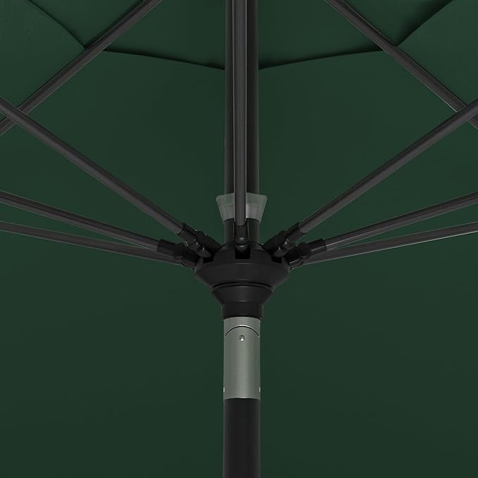 California Umbrella 11Ft Sunbrella Patio Umbrella, Fiberglass Ribs, Hand-Crank, Tilt-Collar, Black Frame, Forest Green Fabric