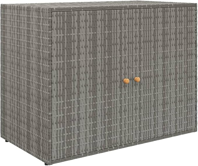 GuyAna Garden Storage Cabinet Outside Deck Storage Box Outdoor Patio Storage Backyard Storage Box Furniture Storage Box Gray 39.4"x21.9"x31.5" Poly Rattan