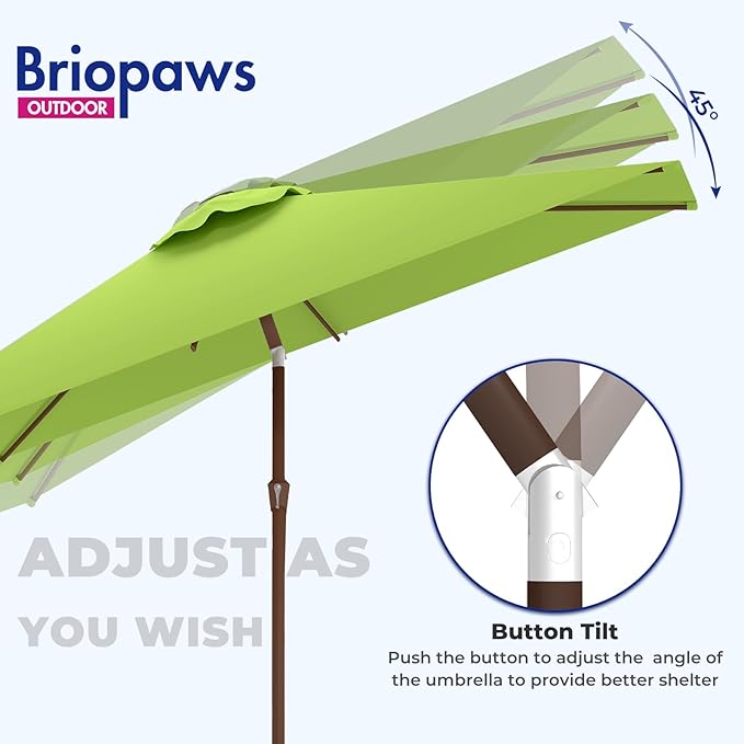 BRIOPAWS 6.5X10 FT Rectangular Patio Umbrella with Base Included | Rectangle Outdoor Umbrellas | 6 Sturdy Steel Ribs | Push Button Tilt & Crank | Heavy Duty for Garden Lawn Deck Backyard Pool |