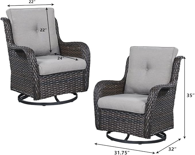 HUMMUH Outdoor Patio Furniture with Fire Pit Table Outdoor Conversation Set PE Wicker Patio Couch Swivel Glider Chairs for Balcony Garden,Lawn,Deck