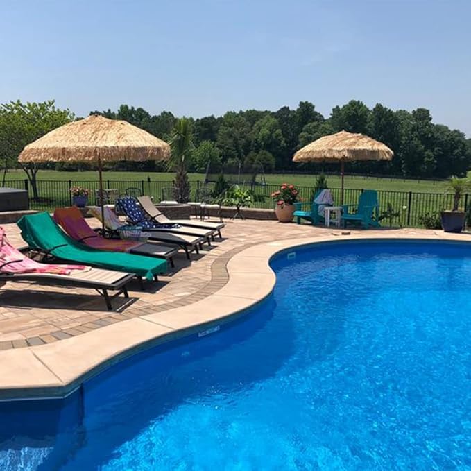 Hula Thatched Tiki Umbrella Tropical Palapa Raffia Tiki Hut Hawaiian Patio Umbrella with Fringe Boho Parasol 6' 8' & 9' Options