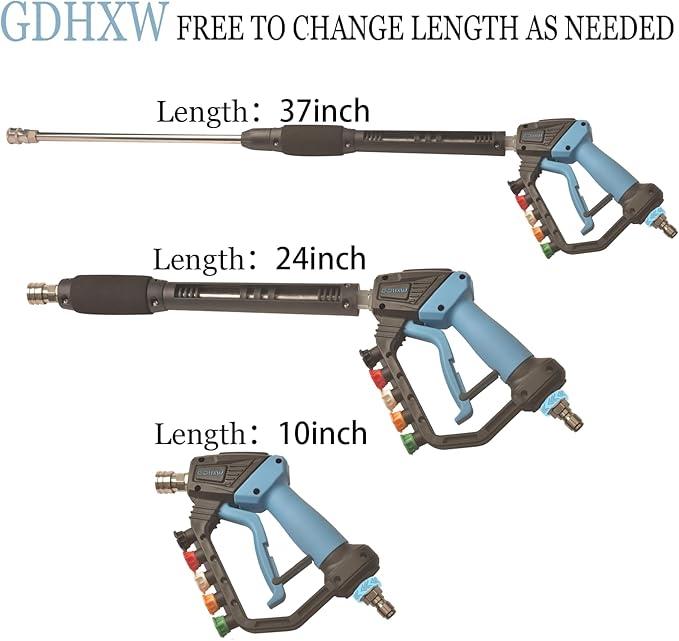 GDHXW Pressure Washer Gun with Foam Cannon, Adjustable Extension Wand, 5 Nozzles, 360° Swivel, 5000 PSI