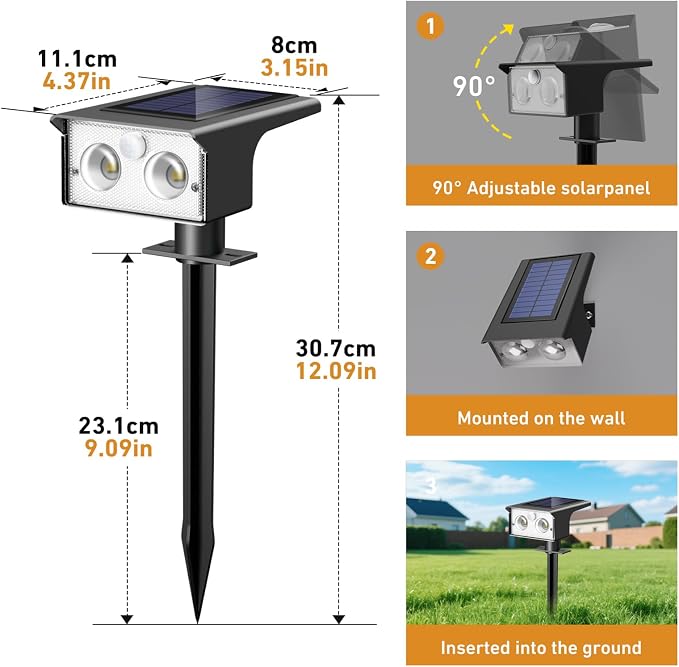 btfarm12 Pack Solar Lights Outdoor Waterproof, Motion Sensor Outdoor Lights | 3 Modes Solar Powered Yard Garden Solar Spot Lights for Outside Pathway Landscape Lighting, Cool White