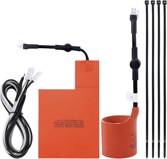 Kefly 7101 Battery Heater Pad ＆ 7102 Oil Heater Kit For 9kW-22kW Air Cooled Standby Generator, Battery Pad Warmer And Oil Filter Heater Kit Compatible With Generac generator