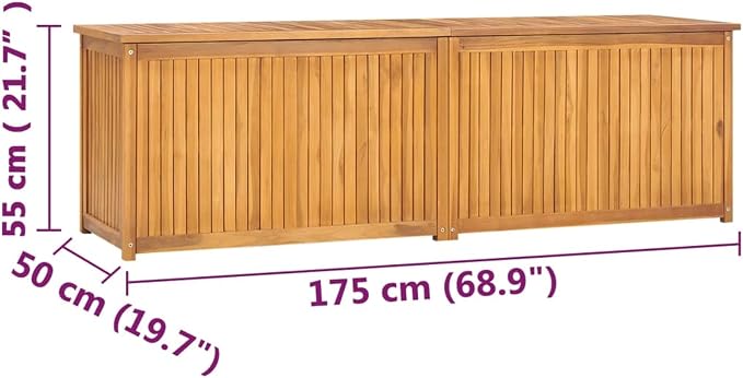 Gecheer Outdoor Storage Box, Natural Teak Wood Deck Box with Waterproof Lining, 68.9 x 19.7 x 21.7 inches, for Patio, Garden, or Balcony