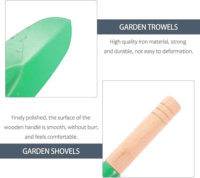 BESPORTBLE 10pcs Wooden Handle Gardening Shovels Multifunctional Trowels for Planting Weeding and Soil Preparation Lightweight Garden Tools Green Red