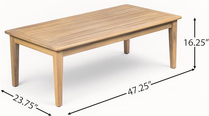 Christopher Knight Home Hearth Patio 4 Pieces Conversation Set, Acacia Wood Loveseat and Accent Armchairs, Slat Panel Coffee Table, Side Table with Sofa Chairs Chat Set for Garden Yard, Light Teak