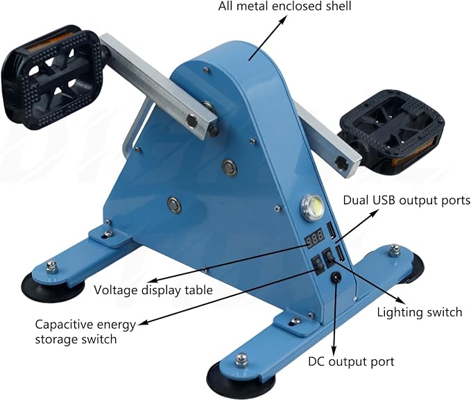 Portable Foot Pedal Generator, 50W/100W Hand Crank Generators with USB Interface/DC1-35V Output Fitness Bicycle Generator Charger