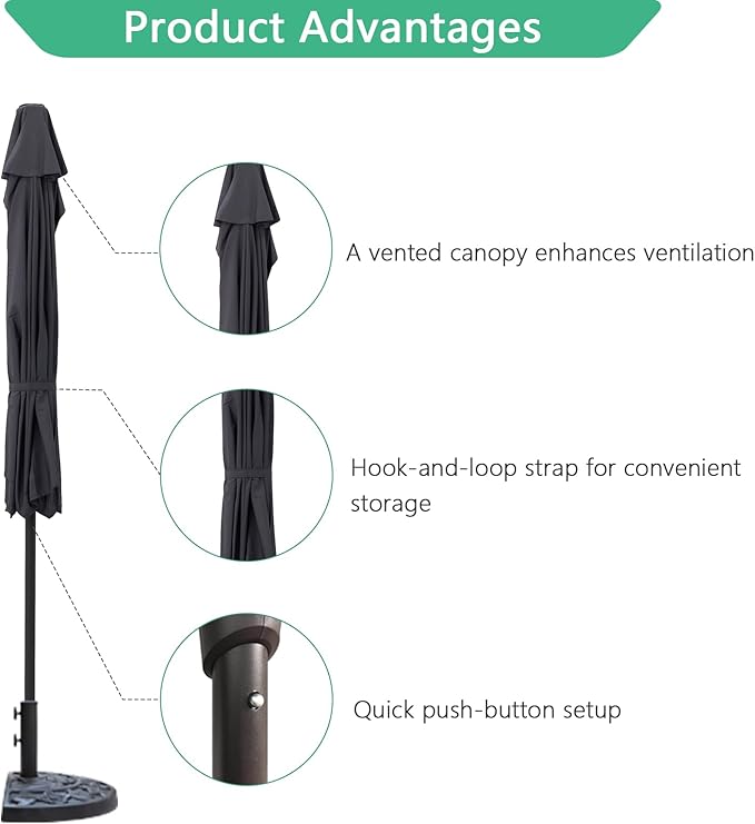 Helios&Hestia 9 ft Small Half Round Wall Outdoor Market Patio Umbrella with Tilt and Crank for Garden, Deck, Balcony