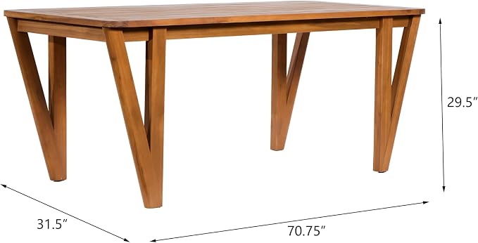 Christopher Knight Home Alan Acacia Wood Patio Dining Set with Bench, Solid Wood Outdoor Dining Table Set for 6, Outdoor Dining Set with Water-Resistant Cushion, Teak+Cream+Light Brown
