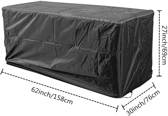 Outdoor Deck Box Cover - 420D Waterproof Patio Storage Box Cover - Protects from Rain, Wind and Snow - Black - 62"L x 30"W x 27"D