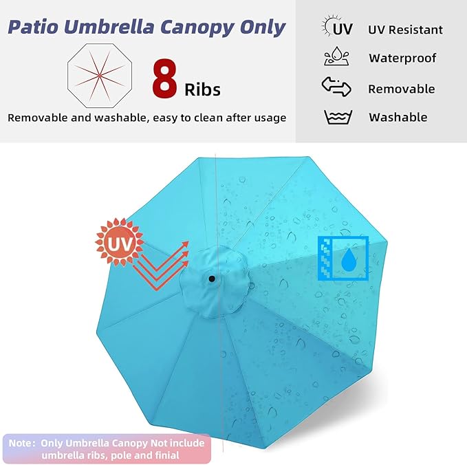 Patio Umbrella 9 ft Replacement Canopy for 8 Ribs-Canopy Only