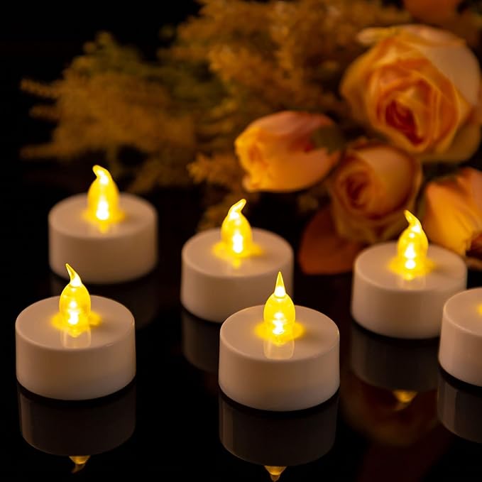 Hanzim Tea Light Candles with Remote Control,Flickering Flameless LED Candle,Long Lasting 400+Hours,Battery Operated with Timer for Home Decoration Seasonal &Festival Celebration WarmYellow (12pcs)