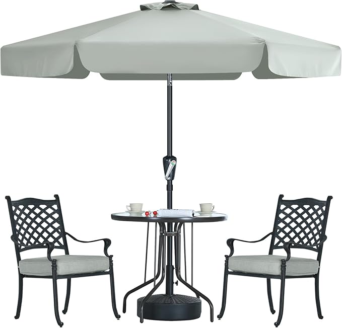MASTERCANOPY 7.5ft Patio Umbrella with Valance, Crank and Tilt – 6 Ribs Outdoor Market Umbrella, UV/Fade Resistant, Waterproof Canopy with Wind Vent for Garden, Deck, Backyard, Pool (Light Gray)