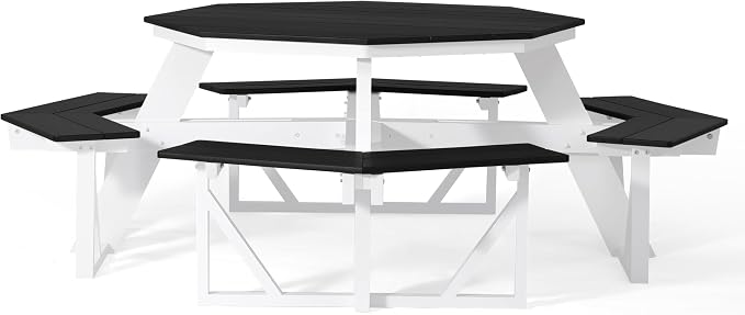 WestinTrends Outdoor 48" HDPE 8-Person Patio Octagon Picnic Table, Black