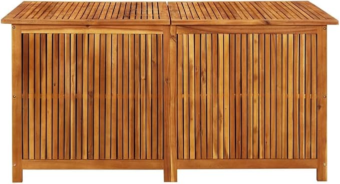 Solid Acacia Wood Patio Storage Box with Water-Resistant Bag 59.1"x31.5"x29.5" Outdoor Deck Box Bench for Poolside Backyard Garden Furniture Cushion Organization