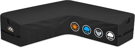 Zettum Outdoor V-Shaped Sectional Cover - 600D Patio Sectional Sofa Cover, Waterproof & Heavy Duty Patio Furniture Covers for Outdoor Sectional Sofa and Couch, 120x120 Inch Wide
