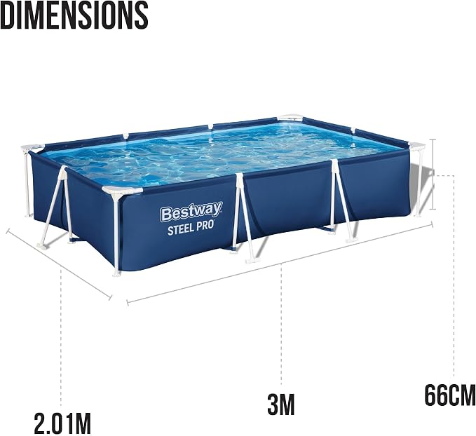 9'10" x 6'7" x 26"/3.00m x 2.01m x 66cm Pool