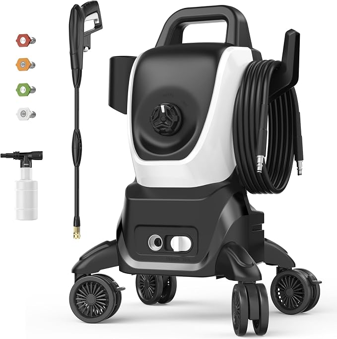 Pressure Washers, Power Washers with 4 Wheels, High Pressure Cleaning Machine for Cars/Fences/Driveways/Patios/Farms/Home Cleaning