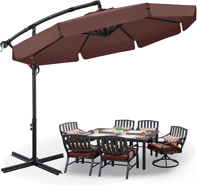 ABCCANOPY Premium Cantilever Patio Umbrellas 9FT (Brown)