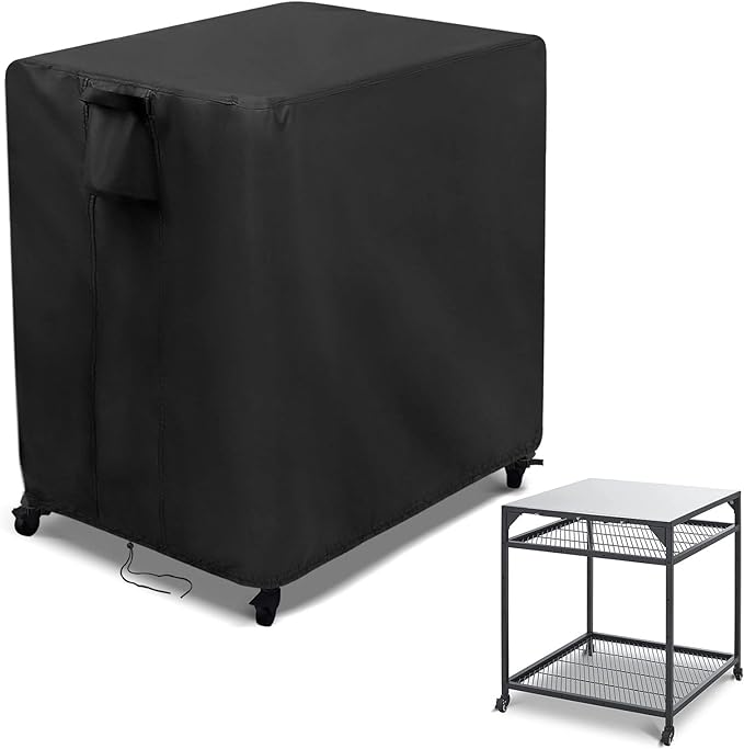 Kingling Outdoor Pizza Oven Table Cover for Ooni Large Table, Waterproof Outdoor Grill Prep Table Cover Pizza Oven Stand Cover - 36''L x 32''W x 31''H(Black)