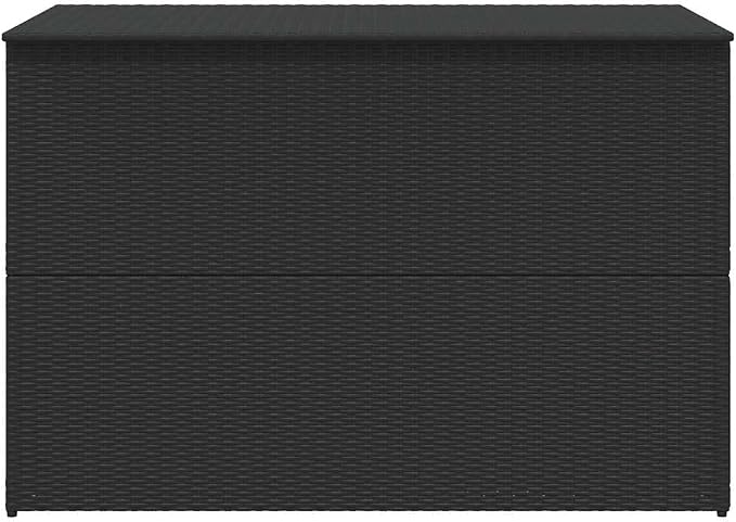 Outdoor Storage Box Black PE Rattan Powder-Coated Steel 4-Piece Set with Weather-Resistant Design and Spacious Compartment for Garden Tools and Cushions