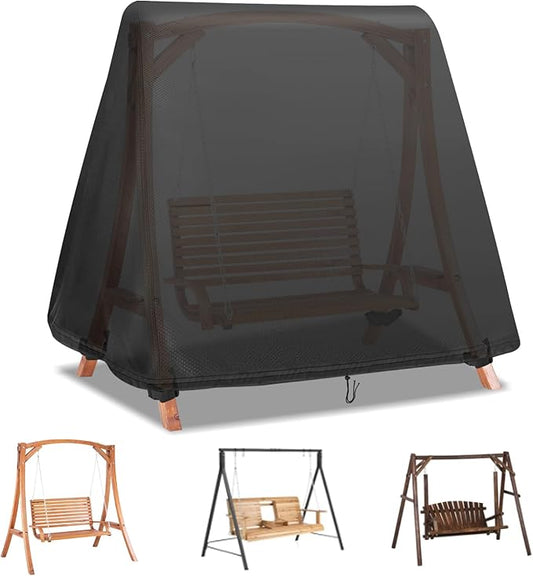 Outdoor Swing Cover,Waterproof Porch Swing' Covers,Patio A-Frame Protector for Glider Hammock,Windproof and Sun-Protect with Drawstring and Buckles(Custom Size)