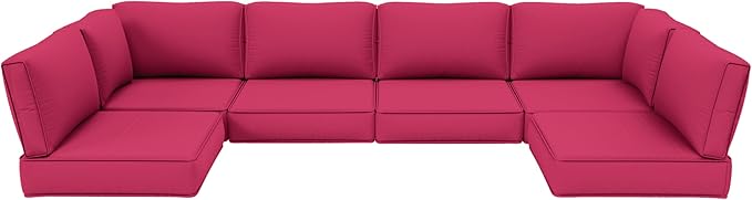 Outdoor Furniture Replacement Cushions, 5" Foam Foam High-Density, Fits 6-seat Sectional Rattan Conversation Set, 14 Piece Patio Water-Resistant Replacement Sofa Cushions, Liner&Cover