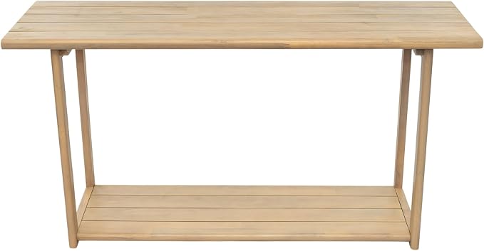 Christopher Knight Home Joei Indoor/Outdoor 2-Tier Console Table, Narrow Console Table for Entryway, Farmhouse Solid Wood Buffet Table with Bottom Shelf, Light Teak