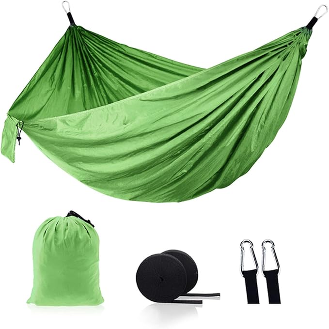 NOBRIM Camping Hammock Anti-Tear Durable Hammock Double Portable Safety Parachute Hammock with 2 Tree Straps for Adventure Travel Kit