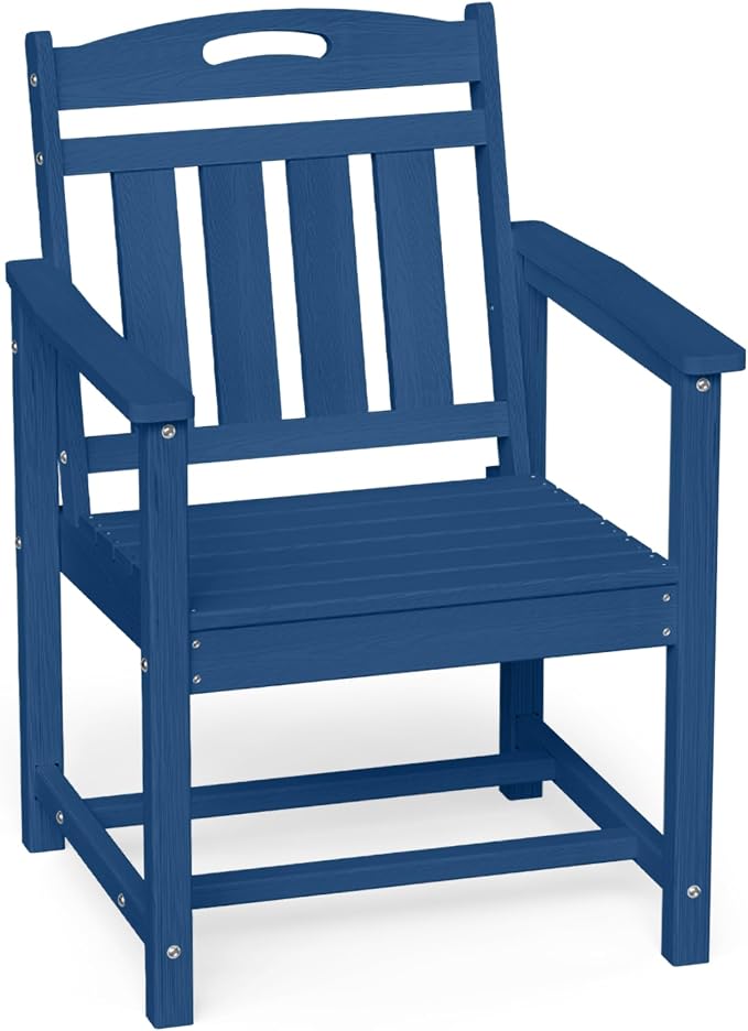 Ciokea Outdoor Patio Dining Chair, HDPE Oversized Porch Chairs with Wide Seat, All-Weather Durable Heavy-Duty Outdoor Furniture for Backyard, Poolside, Lawn & Garden, NavyBlue