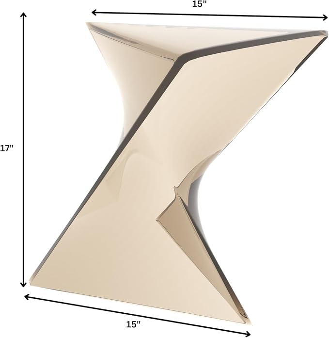 LeisureMod 15.75" Triangular Side Table, Stackable Plastic Accent End Table for Indoor & Outdoor Use, Weather-Resistant Modern Patio & Living Room Table, Set of 2, Amber (Transparent)