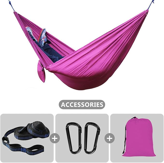 NOBRIM Camping Hammock Outdoor Portable Parachute Hammock Double Hammock Swing Hanging Chair Garden for Travel Patio Garden Backyard