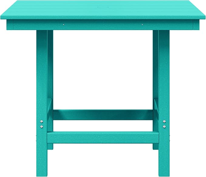 WestinTrends Ashore Outdoor HDPE 36" Square Patio Dining Table with Umbrella Hole, Turquoise