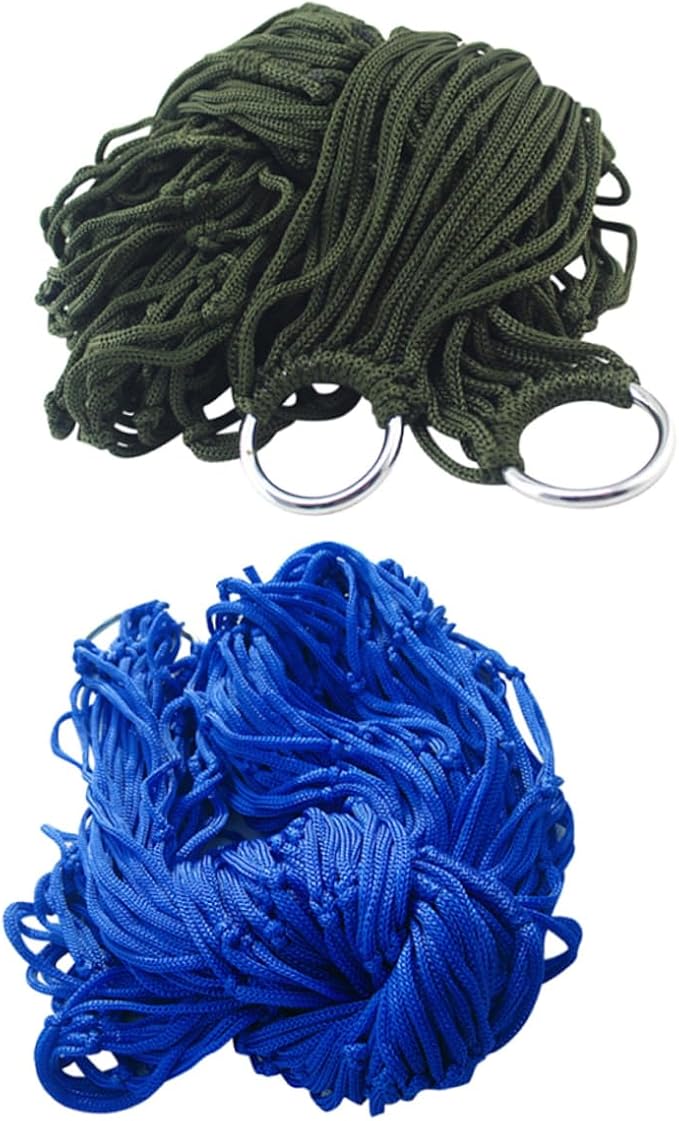 LIOOBO 2pcs Outdoor Nylon Rope Hammock Camping Bed Mesh Net Lightweight Hanging Hammock Chair for Traveling