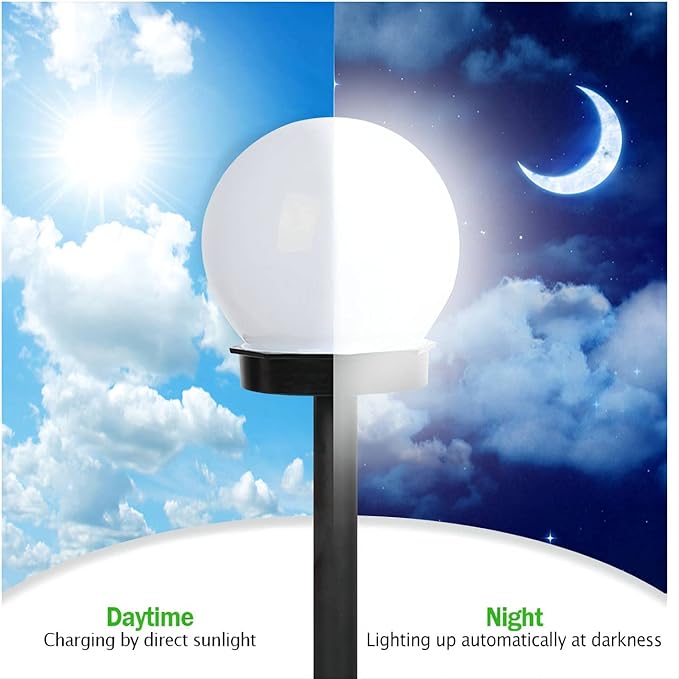 Otdair Solar Lights Outdoor, 8 Pack Solar LED Globe Powered Garden Light Waterproof for Yard Patio Walkway Landscape In-Ground Spike Pathway Cool White