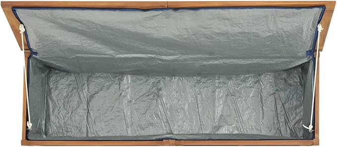 Homgoday Outdoor Storage Box,Patio Deals,Large Outdoor Wooden Storage Deck Box, With Water-Proof Lining, 59.1" X 19.7" X 21.7" Storage Bench Seat, Solid Teak Wood
