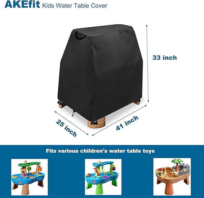 AKEfit Kids Water Table Cover Fits Rain Showers Splash Pond Water Table for Toddlers, Waterproof Dustproof Outdoor Toys Cover-Cover Only, Black