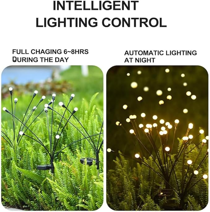 Solar Lights Outdoor, Decorative Animal & Flower Shaped Landscape Lights with Warm/Colorful LED, Auto On/Off Waterproof Solar Powered Decor for Yard Lawn Patio Gift Idea (Warm-Firefly-2pack)