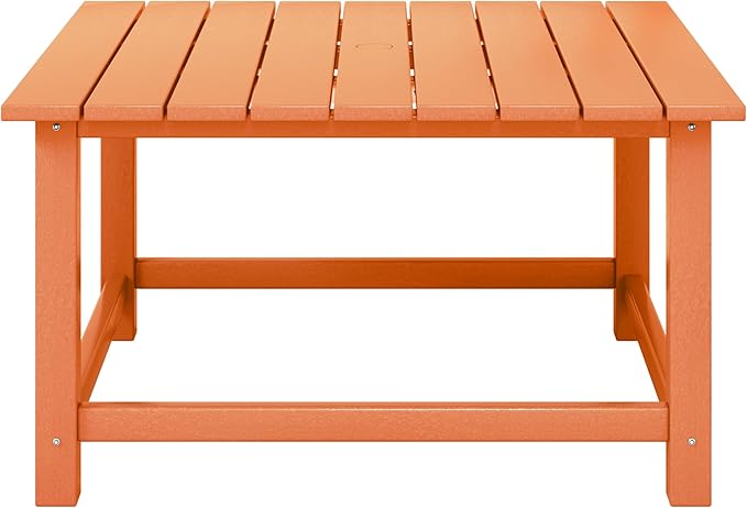 Costaelm Patio Conversation Set, 5 Piece Balcony Furniture, Small Patio Firepit Furniture Outdoor Adirondack Square Coffee Table and Chair for Backyard Lawn Porch Pool Garden, Orange