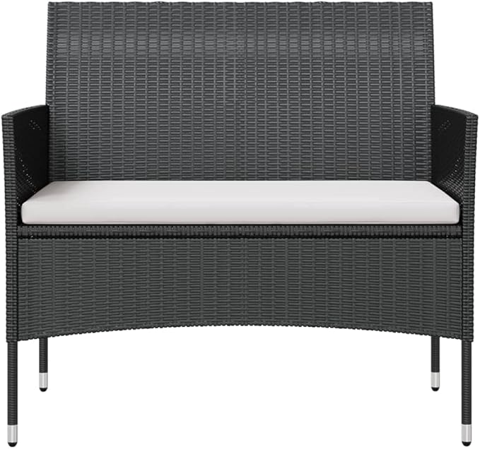 Backyard Furniture Patio Conversation Sets Outdoor Seating 8 Piece Patio Lounge Set with Cushions Poly Rattan Black Suitable for Swimming Pool, Courtyard, Garden