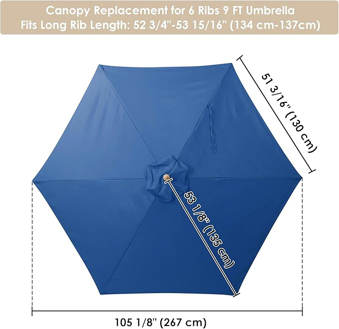 Yescom Patio Umbrella Replacement Outdoor Canopy Beach Backyard Market Table Top Cover