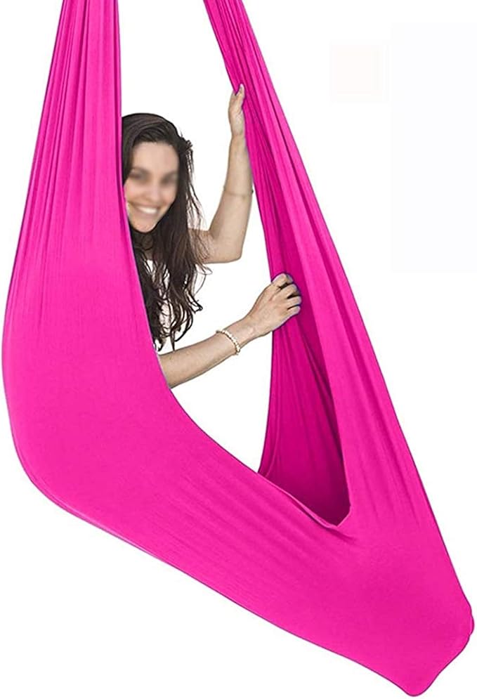 Indoor Swing for Kids Adult Sensory Elastic Swing Adjustable Hammock Yoga Swing for Autism ADHD Aspergers (Color : Pink, Size : 150 x 280 cm (L x W).)