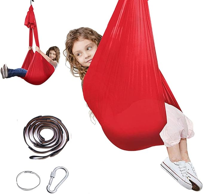 Sensory Swing Indoor Swing Chair for Kids Child and Teens Soft Hanging Hammock Includes Hardware with Special Needs Calming Effect On Children (Color : Purple, Size : 100 x 280 cm)