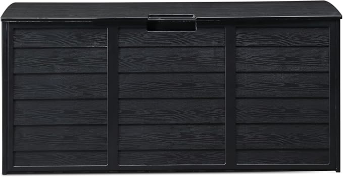 75 Gallon Outdoor Storage Deck Box-Organization and Outdoor box Storage for Patio Furniture Outdoor Cushions, Pillows, Garden Tools, 44""L x 21.3""W x 19""H Polypropylene Resin, Black