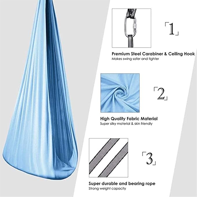 Nylon Swing Hammock Indoor Therapy Sensory Swings Cuddle Hammock with Special Needs for Children Kids Games Autistic (Color : Dark Green, Size : 150 x 280 cm)