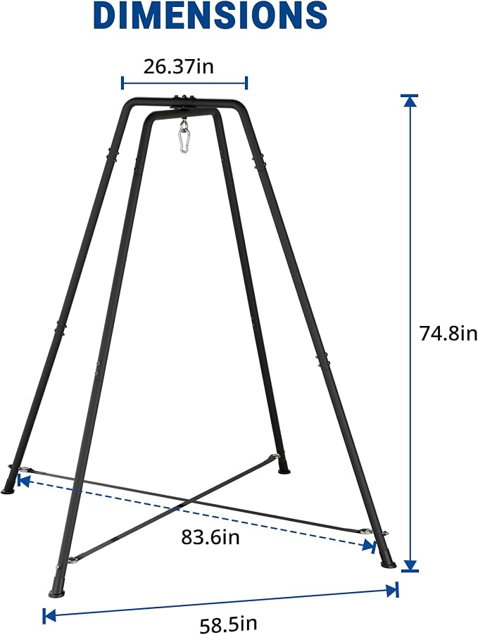Hammock with Stand for Outside,X-Shaped Anti-Tip Base,Sensory Pod Nest for Kids,Heavy-Duty Steel Frame, Stable Secure 330LBS Support,Indoor Outdoor Cozy Chair,Adults Relax,Bedroom Patio Garden,Blue