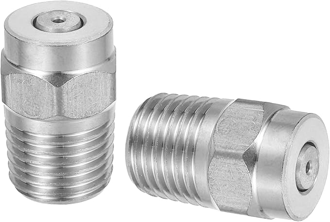 uxcell 2Pcs Pressure Washer Nozzle, Stainless Steel Thread Nozzles Tips, Universal Replacement for Undercarriage Cleaner Water Broom, 1/4 Inch NPT Male, 0 Degree 050 Orifice