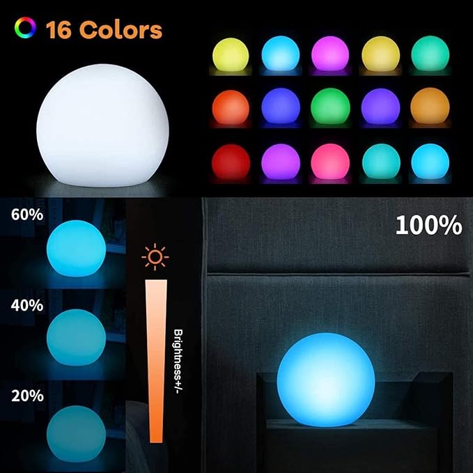 Borelor Floating Pool Lights,3-Inch USB Rechargeable & Remote Control Globe Lamp IP68 Waterproof 16 Color Change Hot Tub Bath Lights, Party Holiday Outdoor Christmas Decorations(1 Pack)
